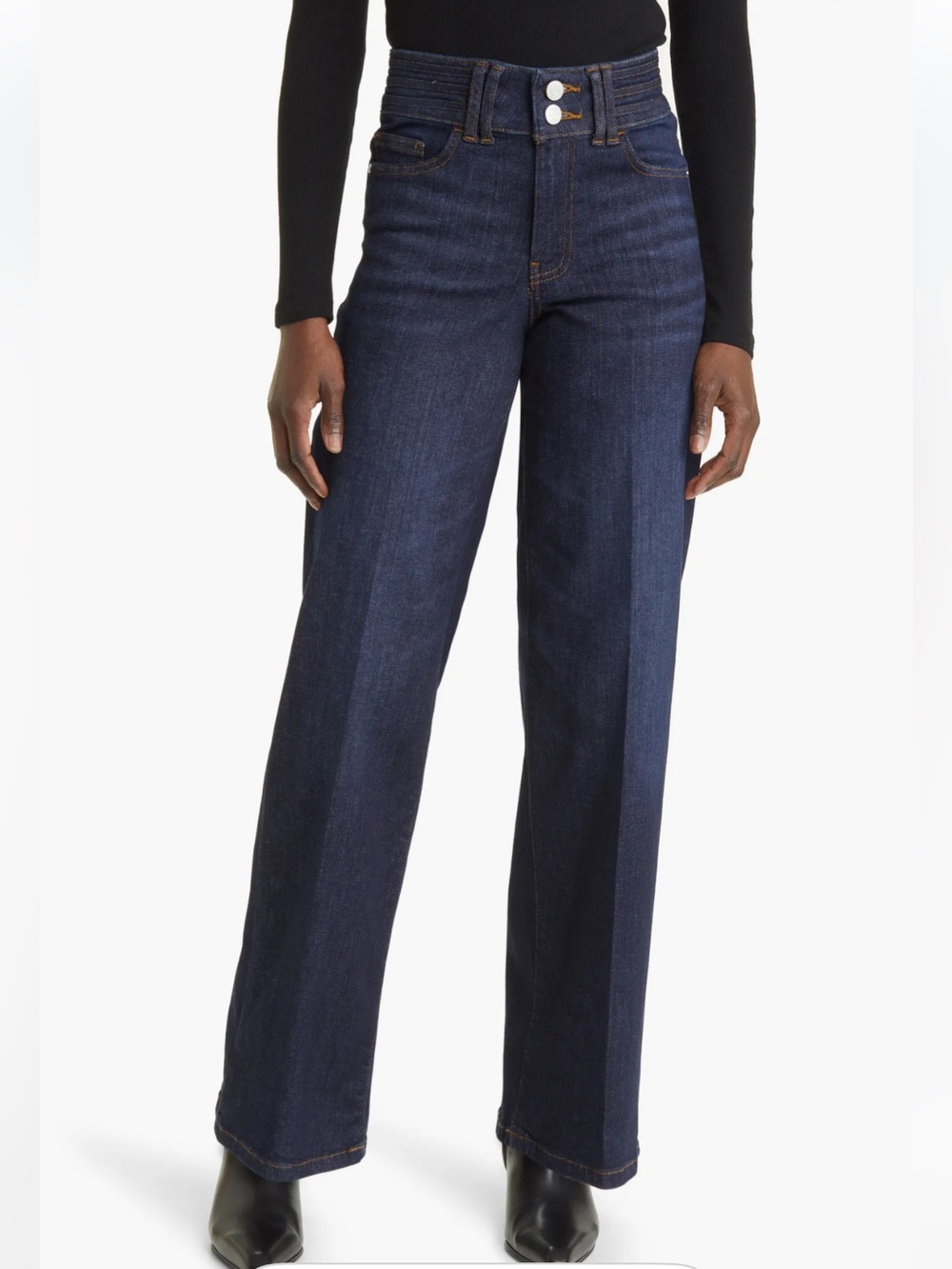 Frame Triple Binding Slim Palazzo Jeans in Fife-size 26